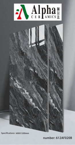 ALPHA  | Tiles | 24 X 48 | 612AF020B | Floor Tile | Polished | Black  | Prime