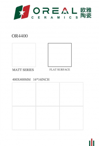 OREAL  | Tiles | 16 X 16 | OR4400 | Floor Tile | Matt | White | Prime