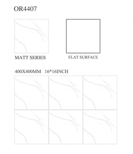 OREAL  | Tiles | 16 X 16 | OR4407 | Floor Tile | Matt | White | Prime