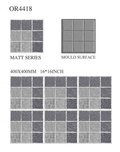 OREAL  | Tiles | 16 X 16 | OR4418 | Floor Tile | Matt | Grey | Prime