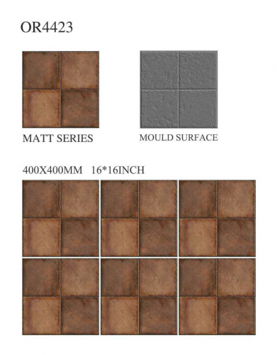 OREAL  | Tiles | 16 X 16 | OR4423 | Floor Tile | Matt | Dark Brown | Prime