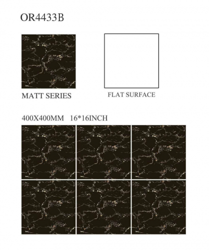 OREAL  | Tiles | 16 X 16 | OR4433B | Floor Tile | Matt | Black  | Prime