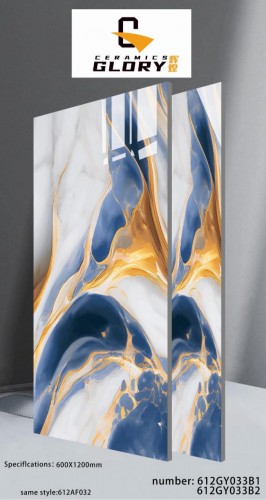 GLORY | Tiles | 24 X 48 | 612GY033B1-B2 | Floor Tile | Polished | Blue White | AAA Quality