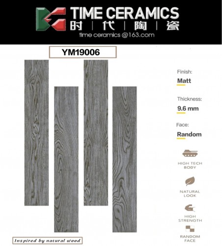 TIME  | Tiles | 6 X 36 | YM19006 | Floor Tile | Matt | Metalic Grey | AAA Quality