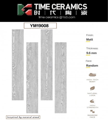 TIME  | Tiles | 6 X 36 | YM19008 | Floor Tile | Matt | Wood Grey | AAA Quality