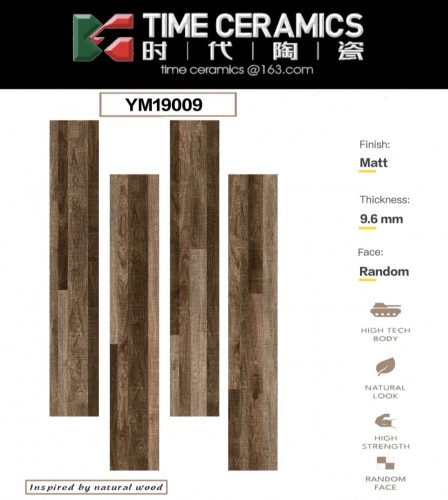 TIME  | Tiles | 6 X 36 | YM19009 | Floor Tile | Matt | Wood Brown | AAA Quality