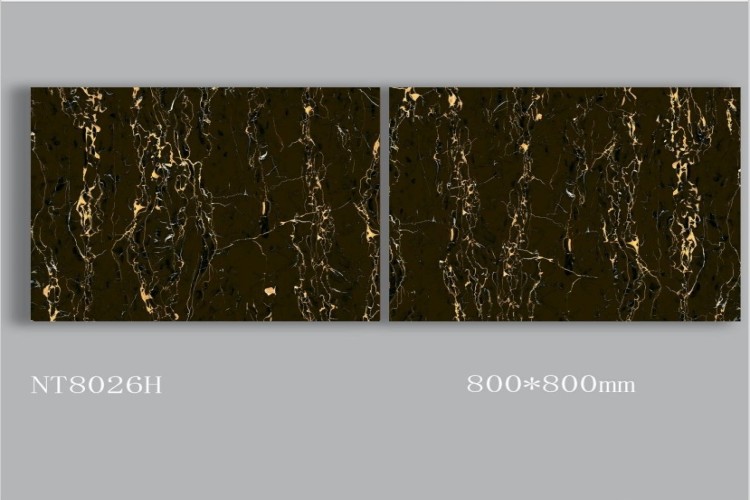 NATURE | Tiles | 32 X 32 | NT8026H | Floor Tile | Polished | Golden Black | AAA Quality