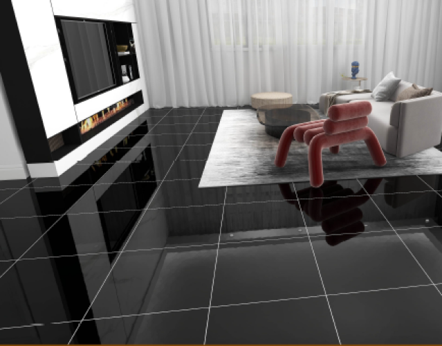 KEMPINS | Tiles | 24 X 24 | KP6037H | Floor Tile | Polished | Black  | Prime