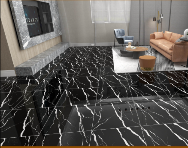 KEMPINS | Tiles | 24 X 24 | KP6038H | Floor Tile | Polished | Black  | Prime