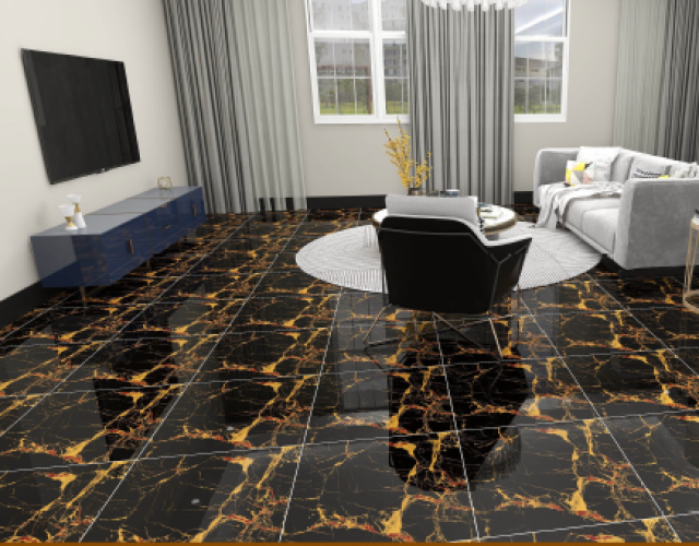 KEMPINS | Tiles | 24 X 24 | KP6040H | Floor Tile | Polished | Black  | Prime