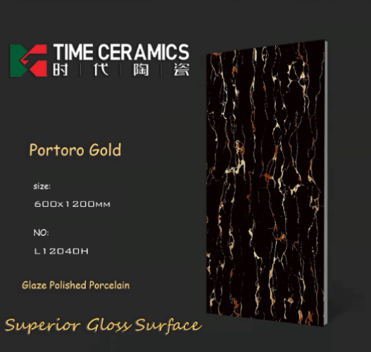 TIME | Tiles | 24 X 48 | L1-2040H | Floor Tile | Polished | Black  | AAA Quality