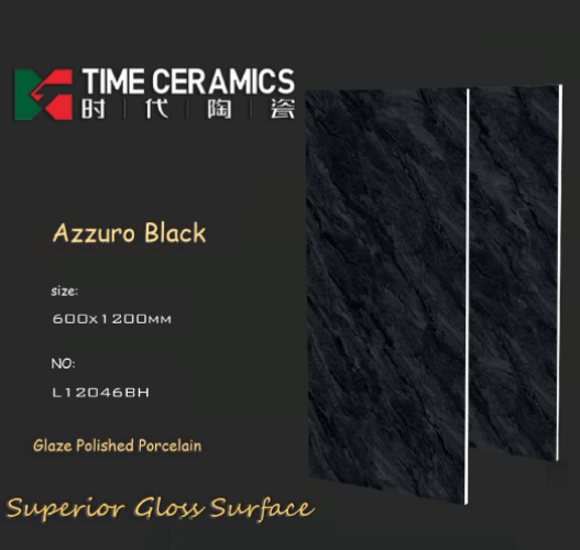 TIME | Tiles | 24 X 48 | L1-2046BH | Floor Tile | Polished | Black  | AAA Quality