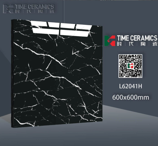 TIME | Tiles | 24 X 24 | L62041H | Floor Tile | Polished | Black  | AAA Quality