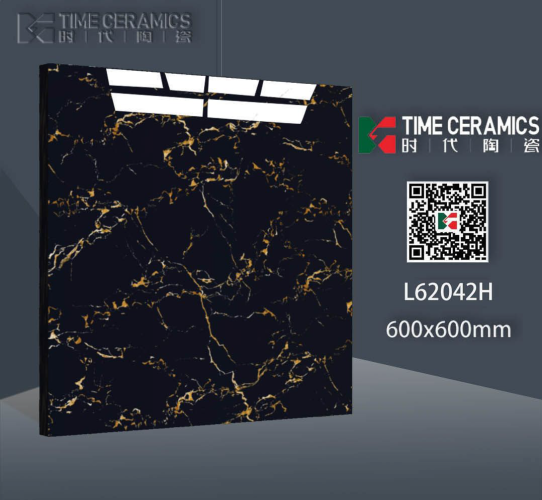 TIME | Tiles | 24 X 24 | L62042H | Floor Tile | Polished | Black  | AAA Quality