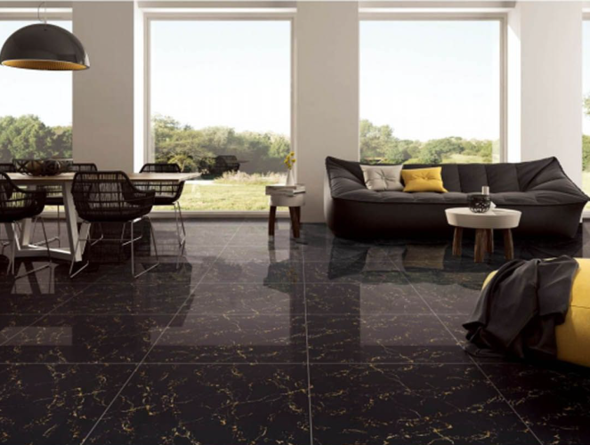 TIME | Tiles | 24 X 24 | L62042H | Floor Tile | Polished | Black  | AAA Quality